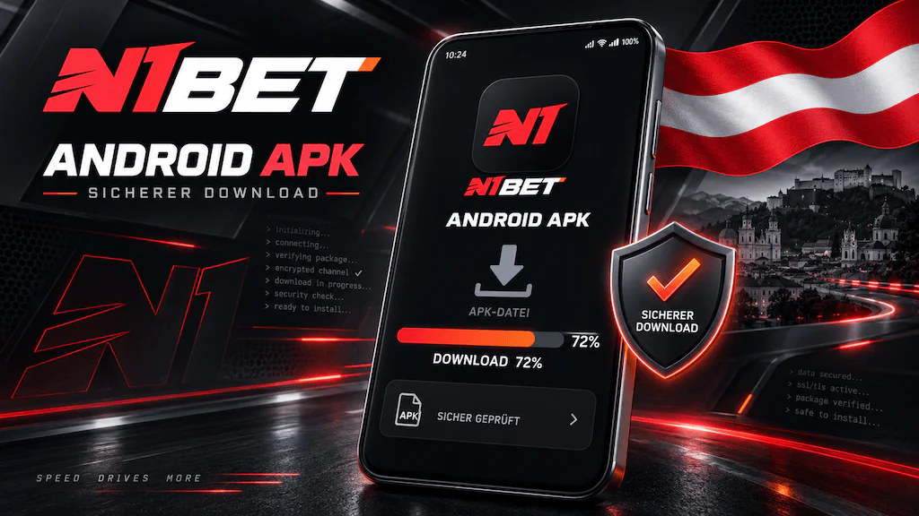 N1Bet Android APK Download mit Installationsfortschritt und Sicherheitshinweis für Nutzer in Österreich.
