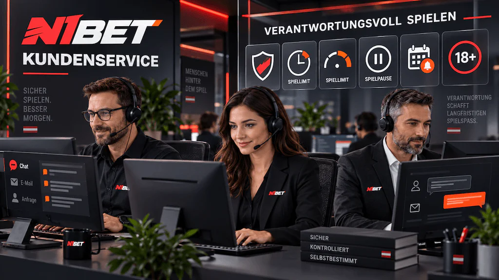 N1Bet Kundenservice mit Chat und E-Mail sowie Funktionen für verantwortungsvolles Spielen und Spielerschutz in Österreich.