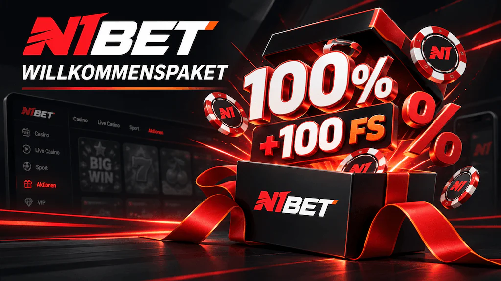 N1Bet Willkommenspaket mit Casino-Bonus und Freispielen für neue Spieler in Österreich.